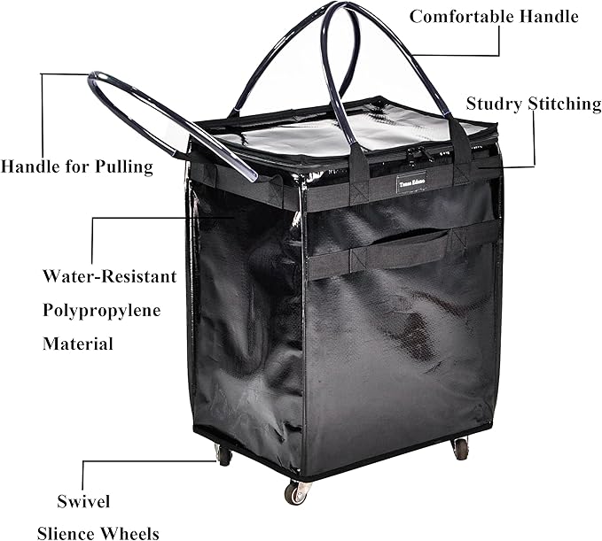 Reusable Grocery Bag On Wheels Large Capacity Shopping Trolley Foldable Rolling Tote Bag with Heavy Duty Handle for Travel