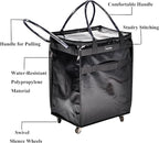 Reusable Grocery Bag On Wheels Large Capacity Shopping Trolley Foldable Rolling Tote Bag with Heavy Duty Handle for Travel