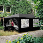 10x20 FT Party Tent, Outdoor Wedding Tents for Parties, Canopy Event Tent with 6 Removable Sidewalls, Waterproof Gazebo Shelter for Birthday Parties, Weddings, BBQs & Events (10X20FT-6Sides Black)