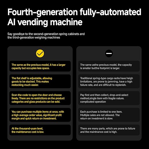 HAHA Smart Vending DC-550D Combo Vending Machine,Smart Refrigerated Beverage Vending Machine with Touch Card Reader - Capacity 378 Bottles (Black, AI Frozen)