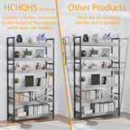 HCHQHS Bookshelf, Adjustable Industrial Bookcase, Vertical Tall Book Shelf, Wood and Black Metal Open Bookshelves for Home Office, Living Room, Bedroom (Grey, 6-Tier (31" W x 70" H))