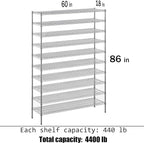 18" Deep x 60" Wide x 86" Height Wire Shelving Kit | 10-Tier | NSF Commercial Storage Rack Unit