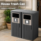 Outdoor Double Barrel Trash Can,Waterproof Resin Garbage Can with Garbage Labels,Durable Waste Bin for Porch, Backyard,Kitchen,for 30 to 39 Gallon Trash Bags