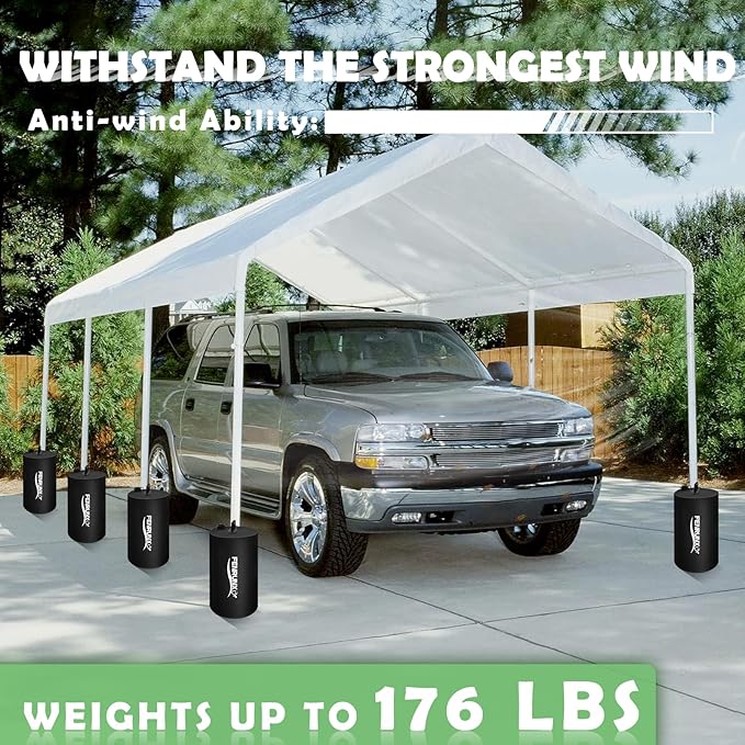 Canopy Water Weight Bag,176 LBS Gazebo Tent Water Weights Set of 8 Leg Weights for Carport, Pop Up Canopy,Tent,Gazebo,Black