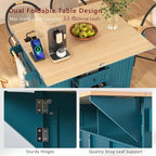 Merax 55.7" Large Kitchen Cart Island on Wheels with 2 Drop Leaf,Power Outlet,3 Drawers,Wood Cabinet for Dining Room