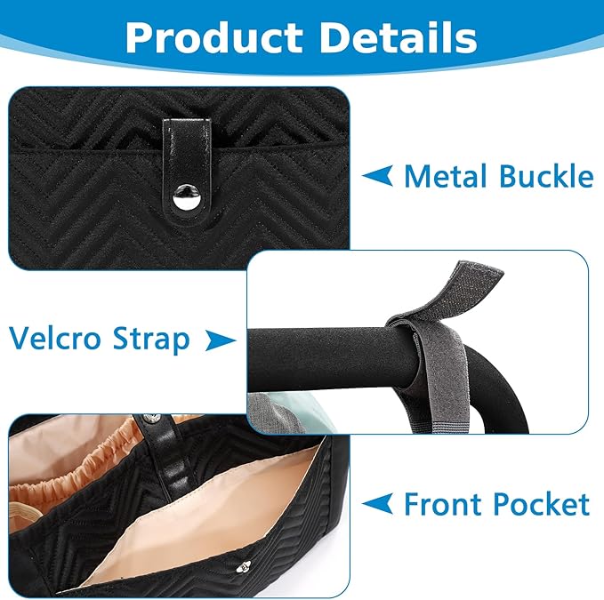 Accmor Universal Stroller Organizer, Stroller Bag Stroller Caddy Organizer, Stroller Accessories Fits for Uppababy, Baby Jogger, Nuna, Doona, Britax Strollers, Black