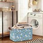 32L Large Storage Bins with Handles, Basket Organizer for Shelves, Closet, Books, Laundry & Home Decor (Bee Daisy)