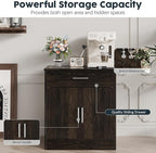 SUNLEI Kitchen Buffet Sideboard Cabinet, Wooden Storage Cabinet with 2 Doors & 1 Drawers, Modern Farmhouse Coffee Bar Cabinet with Storage for Living Room, Adjustable Shelf, Brown