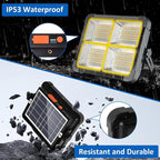 100W Rechargeable Work Light, 12000mAh Solar Work Lights, 336 LEDs Flood Light, 4 Lighting Modes& Stepless Dimming, Portable for Camping, Car Repair, Power Cut, Emergency