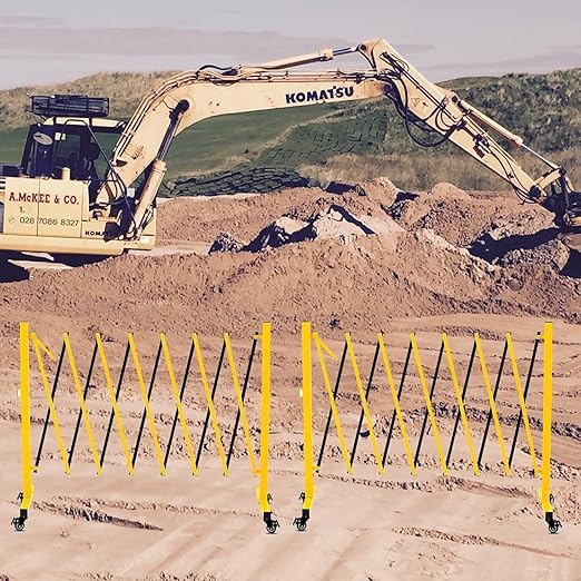 11 Traffic Barricade with Casters, Metal Expandable Barricade, Folding Security Gate, Retractable Fence Outdoor Barricade Fence for Construction Area, Traffic Control