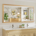 72x36 Inch Bathroom Mirror for Wall, Anti-Rust Oak Wood Grain Metal Framed Bathroom Mirrors for Over Sink,Rectangler Mirrors for Bathroom Vanity, Farmhouse, Bedroom, Living Room, Entryway Decor