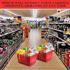 20 Pcs Bulk Shopping Baskets with Handles, 20 L Plastic Grocery Basket 16.9'' x 11.8'' x 9.1'' Portable Shopping Cart for Retail Stores Supermarket(Red)