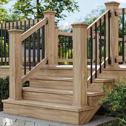 50 Pack Deck Balusters 36 Inch Rectangle Staircase Baluster, Black Metal Deck Spindle and Stairs Railing,Hollow Rectangle Deck Balusters for Deck Railing Porch