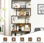 Tangkula 6 Tier S Shaped Bookshelf, 31.5''L x 9''W x 75''H, Wooden Bookcase and Bookshelves w/Anti-Toppling Device, Room Divider Display Shelves for Living Room, Home Decor, 6 Shelf Bookshelf