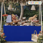 Open Back Fitted Tableclothss for 4 Ft Rectangle Table, 3-Sided Solid Table Covers 24x48 Inch for Craft Fairs, Banquets, Trade Show Display, Royal Blue,4 Pcs