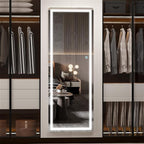 Hasipu Full Length Mirror with Lights, 65" x 22" LED Floor Mirror, Full Body Dressing Standing, Hanging Mounted Mirror for Living Room Bedroom Cloakroom, Round Black