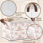 Desert Bloom Storage Basket Large 17x11.5x10.5 Inche-Collapsible Fabric Organizer Bin with Handles for Southwest Decor, Nursery, Boho Style-Decorative Hamper with Succulent & Flower Design-Single Pack