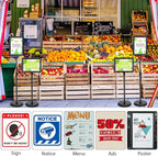 6 Pack Adjustable Sign Stand Holder 8.5'' x 11" Heavy Duty Floor Standing Sign with Base and Snap Open Frame Pedestal Stand for Indoor Outdoor Display Vertical Horizontal View(Square Corner)
