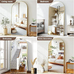46"x76" Arched Full-Length Mirror, Oversized Floor Mirror with Stand, Freestanding or Wall-Mounted Full Body Mirror for Living Room, Bedroom, or Cloakroom, Gold