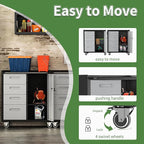 Tool Storage Cabinet, Rolling Tool Cabinet with 3 Drawers, Metal Storage Cabinet for Garage, Tool Room, Assembly Required(Black and Gray)