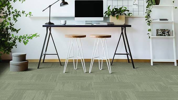 Mohawk Elite 24" x 24" Berber (Loop pile), 0.1" Pile Height, Carpet Tile, Nylon Fiber, Dove Color, (1 Tile)