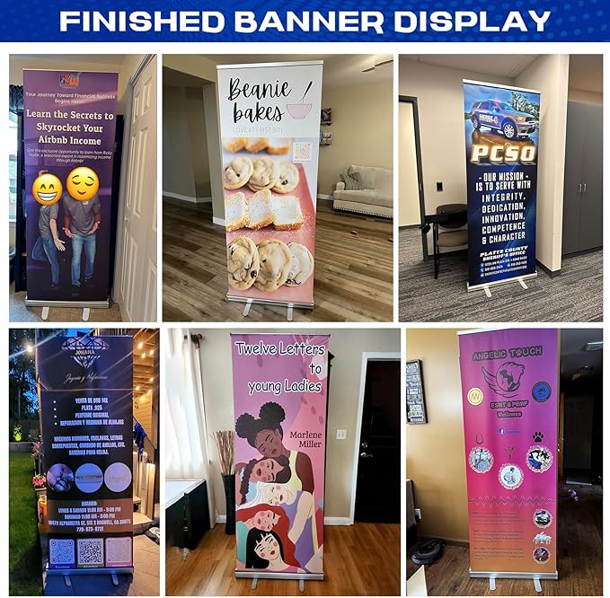 Custom Retractable Banner with Aluminum Stand, Personalized Pop up Banners and Full Color Design with Portable Travel Case for Events, Trade Shows, Advertising, Business, Photo (33"x81")