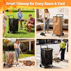 Foldable Leaf Bag Holder, Mobile Trash Bag Holder Stand with Removable Arms and Dual Fixing Design, Adjustable 30-45 Gallon Portable Lawn Bag Cart for Yard Cleanup, Gardening, Leaves, Camping, Parties