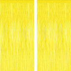 2 Pack Backdrop Curtains, 3.28 FT x 7.05 FT Yellow Color Tinsel Backdrop, Metallic Foil Backdrop Fringe Curtains Party Streamer, Party Decorations Photo Backdrop for Birthday