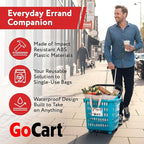 dbest products Bigger GoCart Grocery Cart Rolling Shopping Laundry Basket on Wheels Hamper with Telescopic Handle Cleaning Caddy Trolley, Teal, Bigger 1 pack