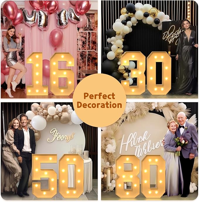 Imprsv 3FT Light Up Numbers, Marquee 13th Birthday Decorations for Girls Boys, Large Light Up 13th Birthday Women Foam Board Anniversary Party Decorations Arch Kit (DIY)