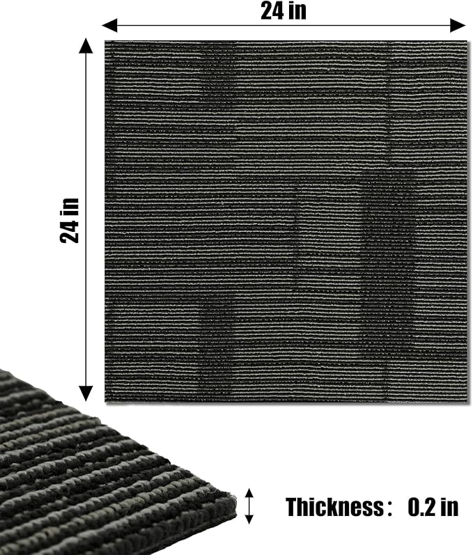 24" x 24" Self-Adhesive Carpet Tiles, 10 Pack Peel and Stick Carpet Squares for Indoor Flooring, Non-Slip Squares Carpet Floor Tile for Basement, Bedroom, Office, Easy DIY Installation