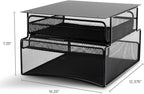Safco 3244BL Onyx Mesh Deluxe Under Desk Hanging File & Paper Organizer, Black, Steel Construction, 2 Compartments, Tabletop or Desktop. Perfect for Home, Office & Classrooms, Black