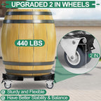 ToLanbbt Trash Can Dolly with Wheels, 15-19 in Adjustable Round Furniture Dolly, Heavy Duty 440 LBS Drum Rolling Base, Keg Dolly for 20, 32, 44, 55 Gallon Garbage Cans, Black, 1 Pack