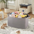 Extra Large Blanket Basket, 24" x 16.9" x 14.2" Woven Storage Basket for Living Room, Rectangle Nursery Blanket Storage for Toys, Towels, Dirty Clothes (Light Grey)