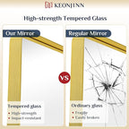 Keonjinn Brushed Gold Bathroom Mirror 72” x 36” Large Gold Bathroom Vanity Mirrors, Oversized Rounded Rectangle Mirror with Shatterproof HD Tempered Glass, Aluminum Alloy Frame(Horizontal/Vertical)