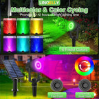 Solar Spotlights Outdoor Waterproof, RGB Landscape Spotlights, Christmas Decorative Solar Spot Lighting for Garden, Yard, Pathway, Lawn, Poolside, Party, 2-in-1 Mounted (RGB, 2 Pack)