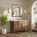 40x38 Inch Bathroom Mirror for Wall, Anti-Rust Walnut Wood Grain Metal Framed Bathroom Mirrors for Over Sink,Rectangler Mirrors for Bathroom Vanity, Farmhouse, Bedroom, Living Room, Entryway Decor