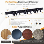 Heavy-Duty Stainless-Steel Broom Holder Wall Mount with 3 Racks and 4 Hooks | Waterproof Mop and Broom Hanger | Adjustable, Garage & Garden Tool Organizer | Black