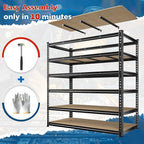 55" W Storage Shelves, 3060LBS Garage Shelving, 6-Tier Heavy Duty Shelving, Adjustable Metal Shelving Unit for Garage, Warehouse, Pantry, Kitchen, 55" W × 24" D × 84" H, Black