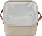 Kntiwiwo Small Fabric Storage Bins, 7.8x6.7x5.9 inch Mini Storage Cubes 4-Pack Storage Basket for Makeup Collapsible Fabric Storage Organizer with Handles, Decorative Basket for Desk, Shelves, Brown