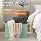 95L Extra Large Blanket Basket, 24" x 16.9" x 14.2" Woven Storage Basket for Living Room, Rectangle Nursery Blanket Storage for Toys, Towels, Dirty Clothes (Green)