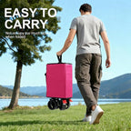 Collapsible Wagon Cart with Extended Tailgate,Heavy Duty Folding Cart, 155L Foldable Utility Wagons for Beach, Picnic, Grocery, Outdoor Camping(Pink)