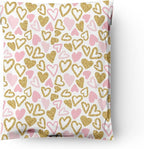 12x15 (50) Pink and Gold Hearts Valentine's Day Designer Poly Mailers Waterproof Self Sealing Tear Resistant Polymailers Large Shipping Envelopes Premium Printed Bags For Small Businesses