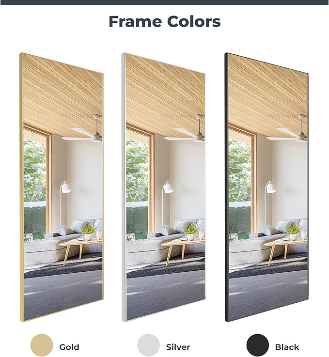 Nano Full Length Mirror Shatterproof Oversized Full Body Glassless Mirror for Home Gym Dance Studio and Workout Room 32" x 48" Black