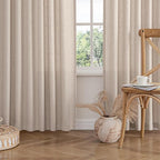 MIULEE Non-See-Through Privacy Linen Curtains 2 Panels, Light Filtering Window Curtains Farn House Textured Back Tab Semi Sheer Drapes for Bedroom Living Room, 52 x 90 Inches Long, Burlywood