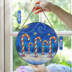 8-Inch Starry Night Stained Glass Ornament, Stained Glass Window Hanging, Window Hanging Decor Suncatcher – Gifts for Christmas Lovers, Friends, Family, Coworkers | Holiday Decorators