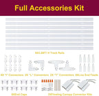 White Full Accessories and Rails Kit for H Type Track Lighting Systems 26FT Track Rails, Floating Canopy Connector, Live End, I, T and L Connectors.Great Value Set for LED Track Lighting