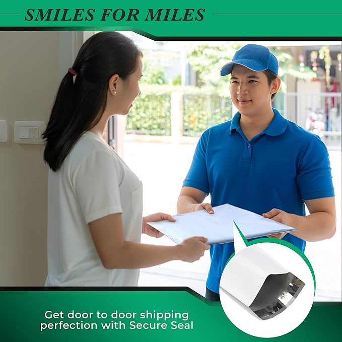 1000 Pack Secure Seal White Poly Mailers Shipping Bags - Safe Shipping with 9x12 Mailers Poly Bags - E-Commerce Poly Bags for Shipping - Self Sealing 2 Mil Poly Shipping Envelopes