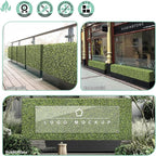 SunnyRoyal 144" Wx54 Hx12 D Artificial Boxwood Hedge Wall for Indoor and Outdoor Lifelike Greenery Privacy Fence for Patio Balcony Office Garden Party(Green with White Flower)