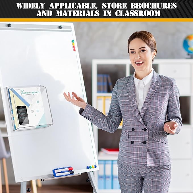 Thyle 2 Pcs Acrylic Brochure Holders Suction Cup Display Racks Wall Window or Glass Mount Clear Organizer Brochure Hanging Pamphlet Holder for Flyer Magazine File Display Book(7.25" X 6.25" X 2")